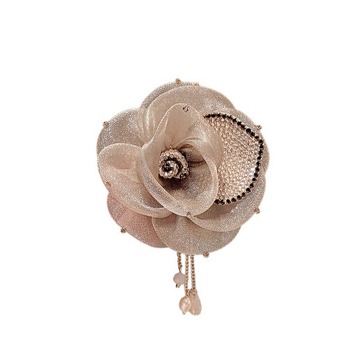 QUAMER Fashion Temperament Camellia Brooch Japanese and Korean Ladies Model Silk Corsage Sweater Light Luxurious Corsage