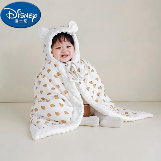 Disney Baby Cloak Cape Autumn and Winter Outing Baby Windproof Jacket Thickened Windproof Blanket Children's Cape Winter Tulip Bear - Thickened Padded Cape (0-6 years old) F