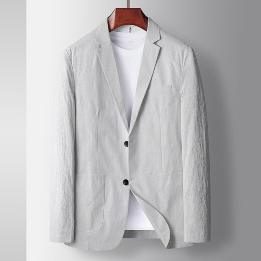 Walker Shop casual suit men's spring and summer thin micro-elastic luxury business suit middle-aged and young people's anti-wrinkle-free stool jacket Blue XL (180) Recommended 145-160Jin [Jin equals 0.5 kg]