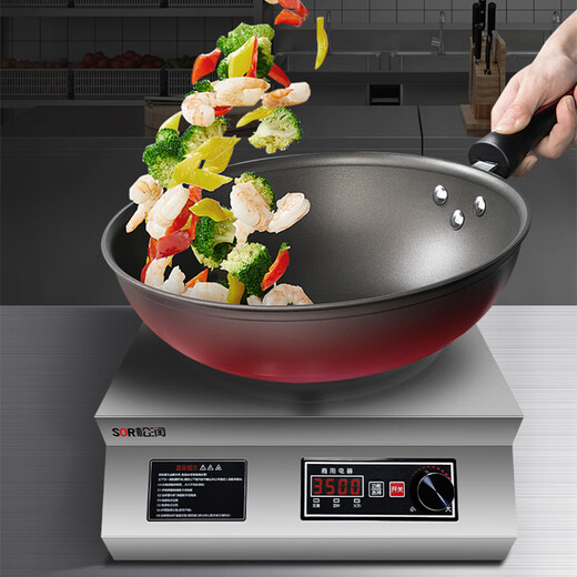 Sor Songrun Commercial Induction Cooker Hotel SS Restaurant Cantine Kitchen Restaurant und andere konkave, gebratene konkave Induktionskocher BN826 Desktop Konkavenofen [220 V 3,5 kW]