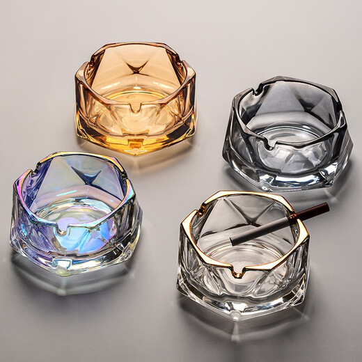 Manwei office ashtray creative personality household cigarette cup living room high-end anti-fly ash crystal ashtray Phnom Penh + Phnom Penh