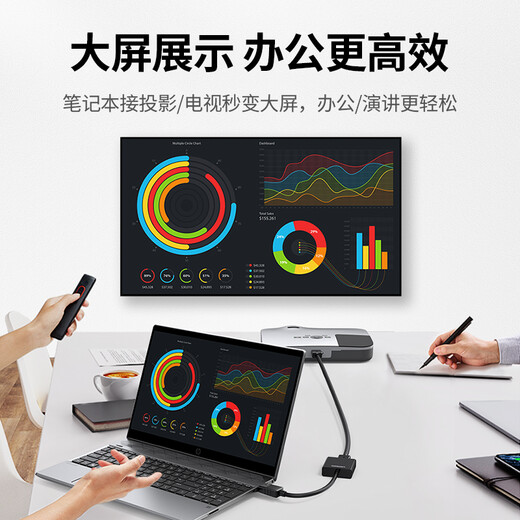 绿联 DP转VGA转换器 DisplayPort转VGA母头高清视频转接头线 适用电脑台式机接显示器电视投影仪20415