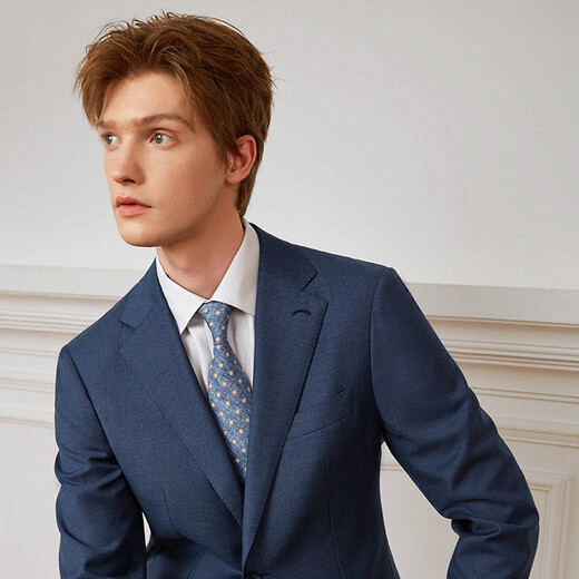 Guillaume de Mons Aojia VBC fabric suit suit for men Milan eye blue high-end business formal wedding suit 2025 spring and summer gray blue two-piece suit top + pants 50