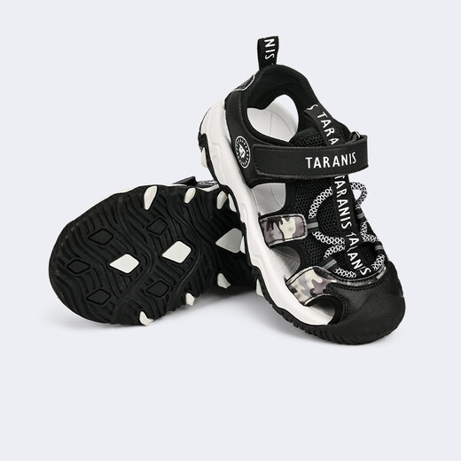 Tyrannis Kids Summer Sandals Boys Summer New Sports Sandals Medium and Large Boys Anti-Slip Beach Sandals Black 32 Shoe Inner Length 21.0cm