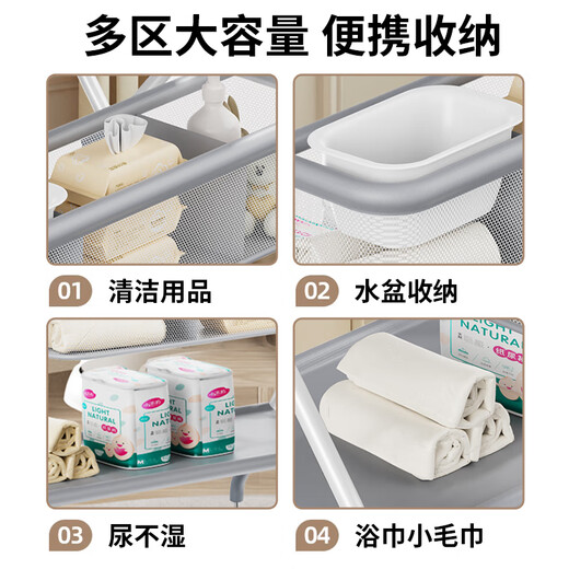 禾孕 尿布台婴幼儿护理台床换尿布湿宝宝多功能可折叠新生儿抚触台 粉[基础款]