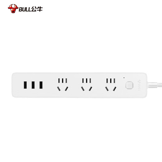 公牛（BULL） 小白系列智能USB插座 多用插排转换器电源拖线接线板 小白USB插线板排插 【3位3USB总控】全白1.8米 B403U