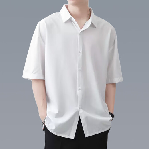 Fox.G Shirt à manches à manches courtes pour hommes Contracte de glace de glace gratuite Fire Free Free Awards Clothes Summer Summer Men's White's White's White à manches de cinq quarts de glace de glace de glace 2xl.