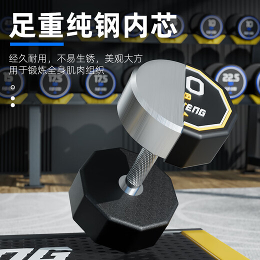 Fanteng Pure Steel Midbell Combination para masculinos Fitness Humbbell Rack Equipo comercial Equipo comercial con pesas electroplacadas especiales para gimnasio de 725 kg de mancuernas + Tres capazas 15 pares de estante de mancuernas 0 kg Pev inodoro de acero puro [cabeza redonda] mordaz