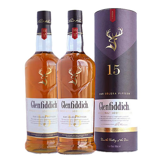 Glenfiddich (GLENFIDDICH) overseas version Speyside production area Scotland single malt whiskey British original bottle imported wine boxed Glenfiddich 15 years 700ml*2 bottles with box