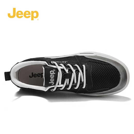 
Jeep men's shoes for spring and summer new style of high-rise leather shoes for men's fashion trendy casual shoes for low top versatile men's shoes black gray 1098 (mesh) [leather shoe size] 38
