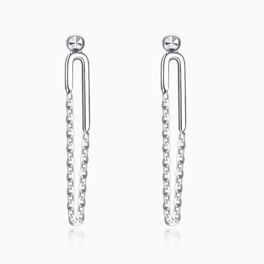 Pt.Charm platinum earrings for women, creative paper clip earrings, novel style pt950 platinum earrings as a gift for wife and girlfriend, ready stock 1.7-1.8g pair