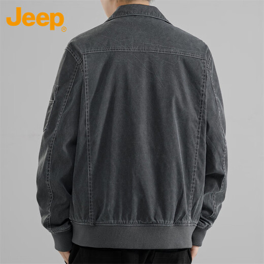Jeep (JEEP) Jacket Men's Autumn and Winter Jacket Men's Casual Loose Workwear Lapel Clothes Men's Black XL