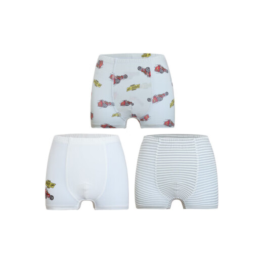Aimer kids爱慕儿童男孩立裆莫代尔中腰平角内裤3条装AK223B675赛车条纹100