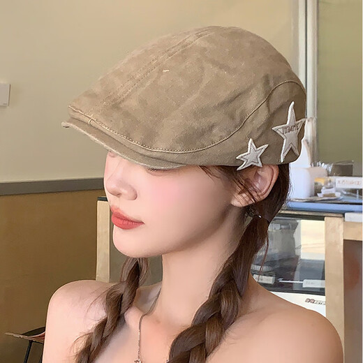 American retro star forward hat for women British casual simple versatile face-showing beret painter newsboy hat