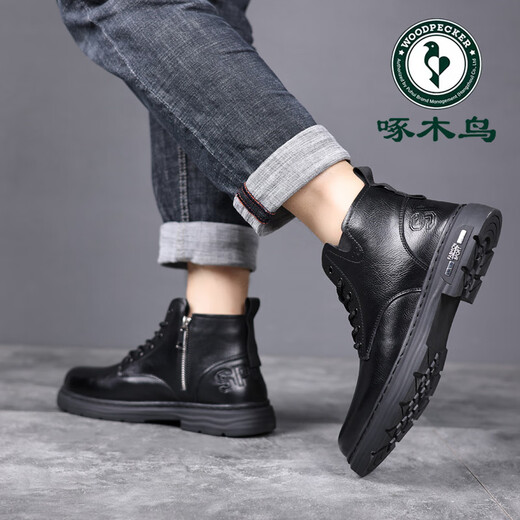 Pecker Chaussures pour hommes, bottes Martin pour hommes, Chaussures en coton à hauts hauts en laine chaude et hiver