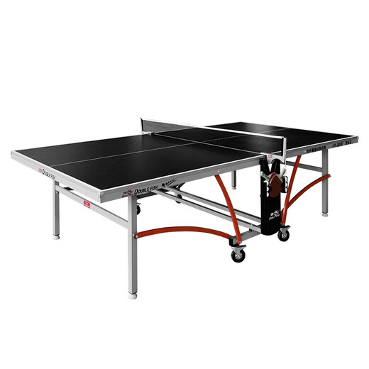 DOUBLE FISH Pisces table tennis table indoor advanced style stylish black can place balls and rackets foldable mobile table Standard model 352 [racks, nets, balls]