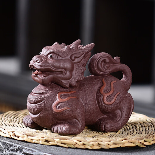 Jiaoxia Yixing purple sand handmade fire unicorn tea pet household fire unicorn tea tray ornaments tea toy tea pet tea ceremony accessories Yixing purple sand tea pet fire unicorn