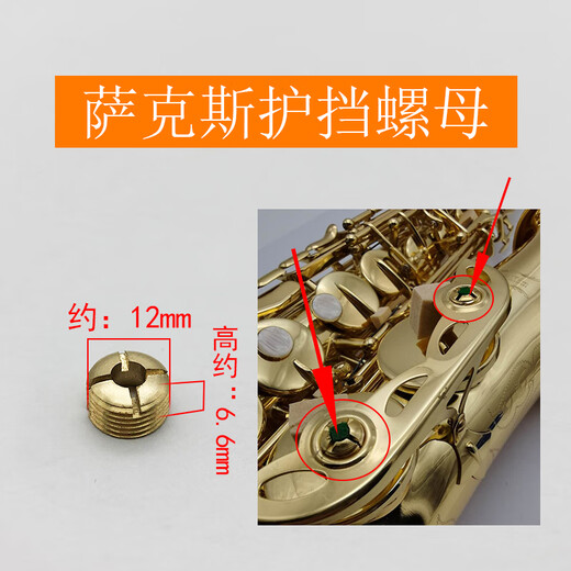 新宝（XinBao）萨克斯单簧管黑管固定螺丝长笛维修零件铜调节螺母管原装乐器配件 萨克斯弯脖螺丝长款1个