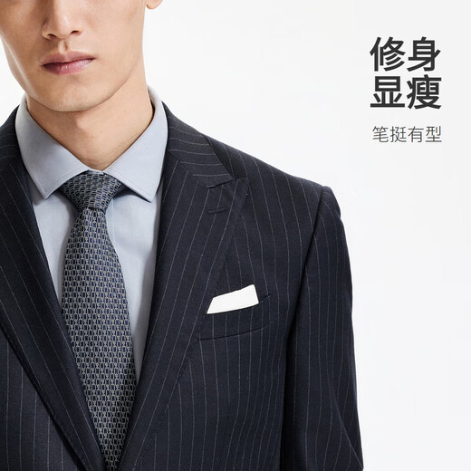 Goldlion pure wool 24 autumn and winter men's suit vertical stripe brushed business suit top gray 54A suit