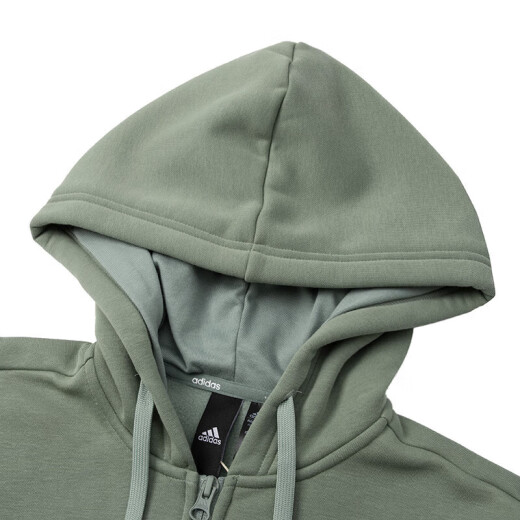 Adidas 阿迪达斯女装夹克春季新款运动服针织连帽跑步健身户外上衣外套 IK9894/银灰绿/加绒 L