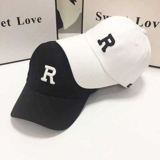 Levison Hat Men's Baseball Cap Spring and Summer Sun Hat Korean Style Fashion Street Brand Women's Sun Hat R Letter Peaked Hat R White Adjustable