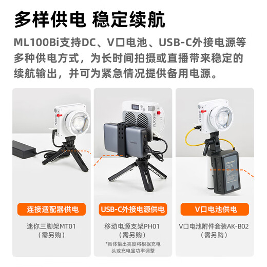 Godox ML100Bi photography light dual color temperature adjustable portable night photography light portrait fill light outdoor control room movie video camera light ML100Bi official standard configuration