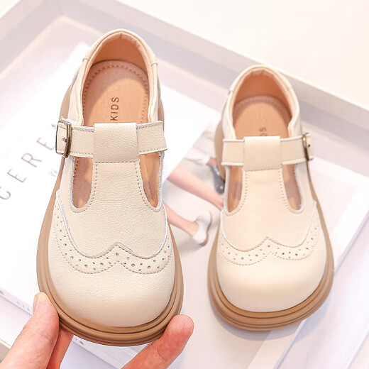 MUTONGNIU Girls' Shoes Children's Genuine Leather Princess Shoes New Baby Autumn Girls' Single Shoes Soft Sole Small Leather Shoes Black 23 Shoe Inner Length Approximately 15.0CM