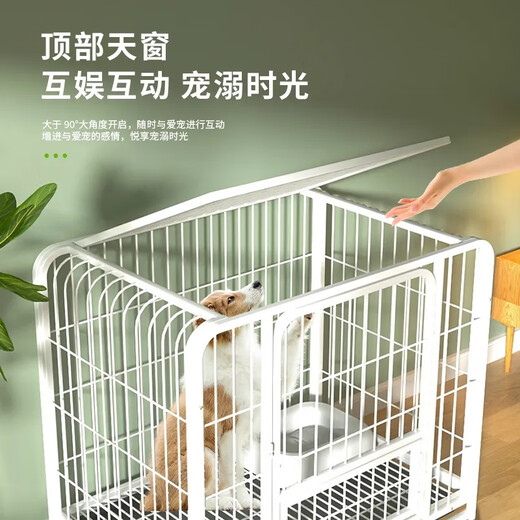 Dog cage small dog indoor stainless steel cage with toilet Shiba Inu Corgi pet cage dog fence thick and reinforced 110#1107293cm classic black