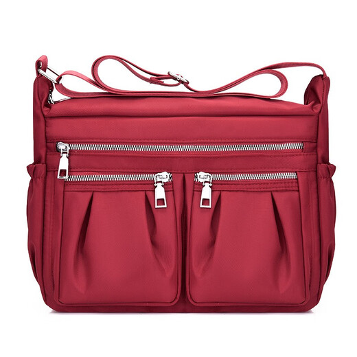 QUEENJOY multi-functional shoulder cross-body bag for women nylon Oxford cloth large capacity middle-aged women's bag mother bag mommy bag red
