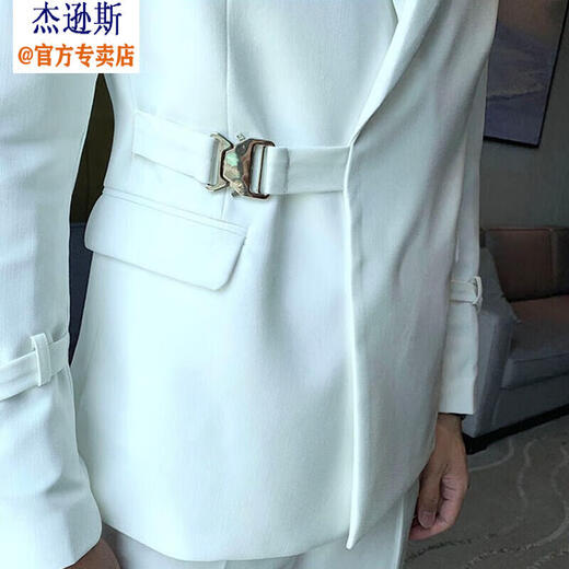 Jason's business suit men's high-end casual commuting formal design handsome young man's wedding small suit jacket white (suit + shirt + pants) L