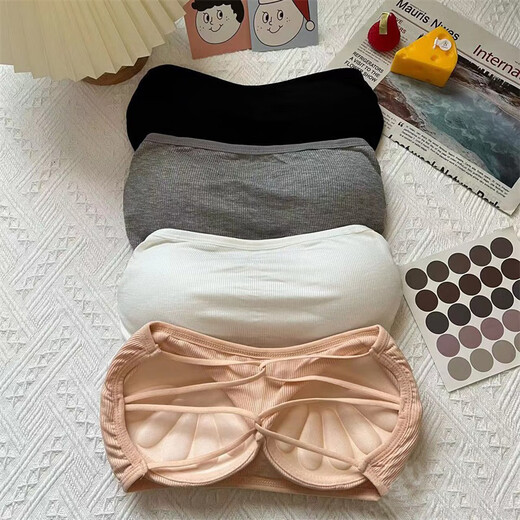 Hanzidai Breathable Push-up Bra Strapless Thin Small Breast Anti-Exposed No Wire Ring Tube Bra Women's Back Sports Wrap Bra Black One Size 80-120Jin Jin is equal to 0.5 kg