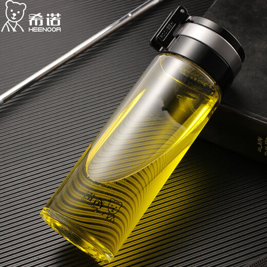 希诺单层耐热带盖创意便携运动水杯子 商务礼品办公车载杯组合套装 XN-6076单层695ml