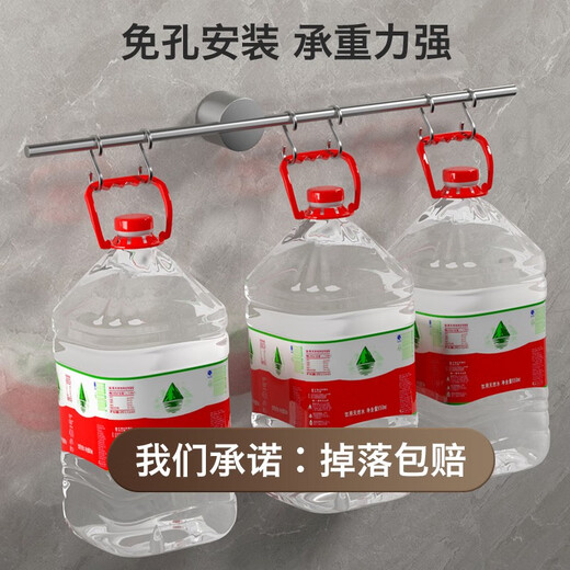 Astomi towel rack bathroom punch-free storage rack bathroom wall-mounted kitchen single-pole towel bar slipper rack storage gun gray 40cm