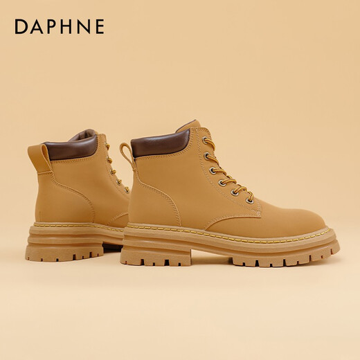 Daphne's official Martin boots female plus velvet thickened winter 2024 explosion full retro boots children boots boots rhubarb female retro yellow 37
