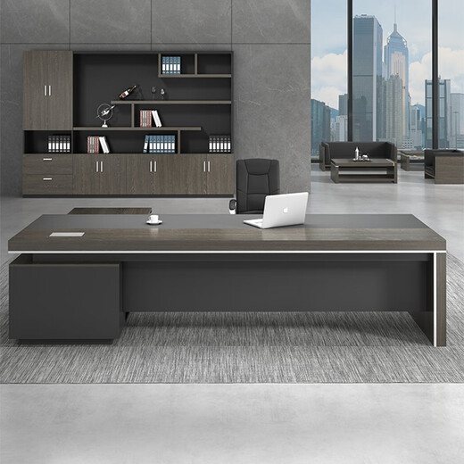 Gongxingtang Office Furniture Boss Desk Office Desk and Chair Combination Modern Simple Supervisor Desk Manager Desk President Desk Computer Desk 2.0 Meter Luxury Boss Desk + Chair + 6-Door Bookcase