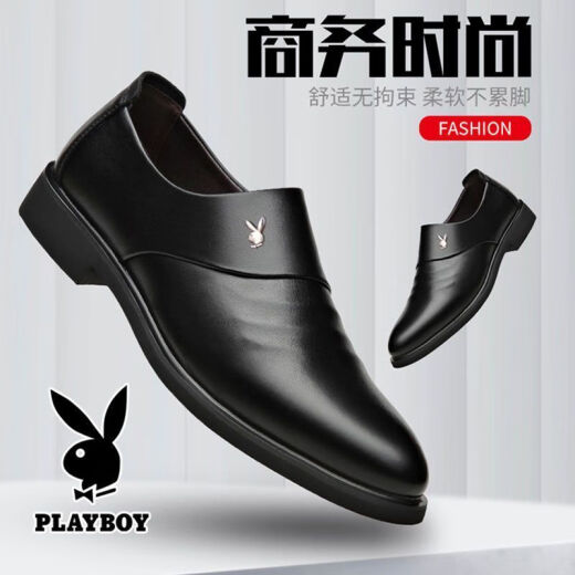 Zapatos para hombres de Playboy, zapatos de cuero formales de negocios, nuevos zapatos de trabajo versátiles de moda para hombres, calzado de boda de suela suave de cuero genuino 6189 negro single 40 40