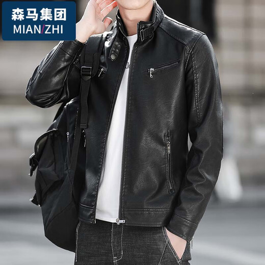 Cotton gift jacket for Chinese Valentine's Day in Chinese Valentine's Day men's spring and autumn casual stand collar pussy motorcycle leather jacket outdoor versatile jacket