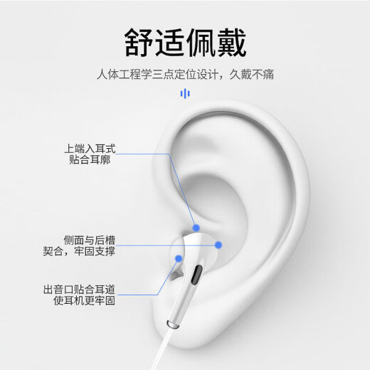 Auriculares La calidad de sonido de alto sonido de la boca redonda/tipo-c Huaqiangbei es adecuada para el vivo Huawei Oppo Xiaomi Huawei Auriculares de control de línea de teléfono móvil Tipo-C Flat-Bouth-Model-CAN CAN/Tune Tune