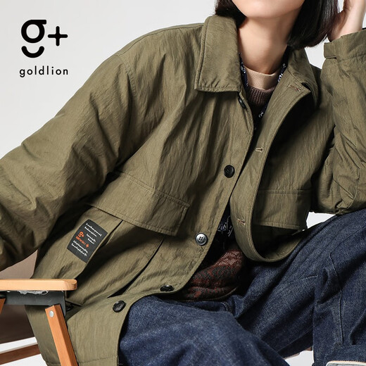 金利来（Goldlion）g+男士棉服秋冬季短款翻领复古工装棉衣男女同款外套新复古回潮 绿色-64 L 175/92A 推荐130-140斤