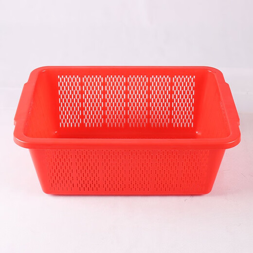 Panier de rangement rectangulaire de grande épaissineuse Panier de rangement rectangulaire Cadre de lavage des fruits de lavage Panier de transport Panier de cueillette Red 684 (36,5 * 27 * 14,5 cm)
