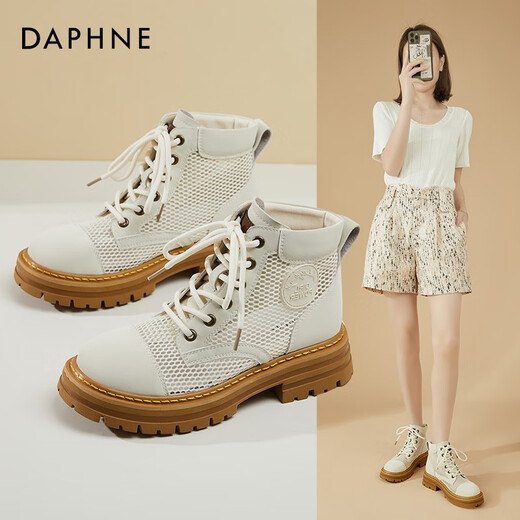 Daphne (DAPHNE) Martin boots for women's thick sole elevated mesh breathable summer casual sandals new versatile British style women's shoes beige heel height 5cm 38 (240mm) standard code
