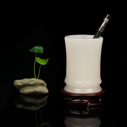 Platin xixi natürlicher Jade-Stifthalter Schritt für Schritt zu High-End-Büro-Desktop-Ornamenten Studienzimmer High-End Memorial Geschenke für Älteste Lehrer C12808 [Fast morgen]
