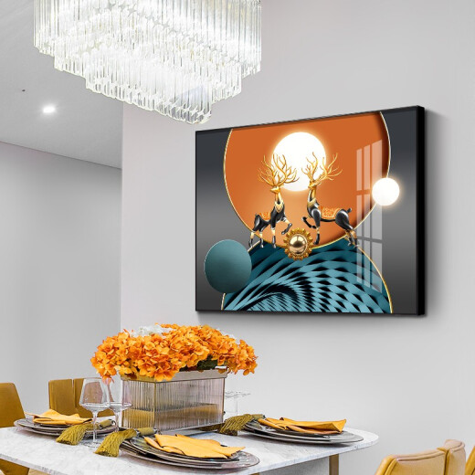Villa Electric Meder Box Pintura decorativa hidráulica Moderna Versión horizontal Simple Restaurante Restaurante Caja Débil Pintura colgante Arte abstracto Mural Fulu Chengxiang 12593-2 Mirror Crystal Porcelana 100*80 Tamaño de la cubierta 84*73 Negro