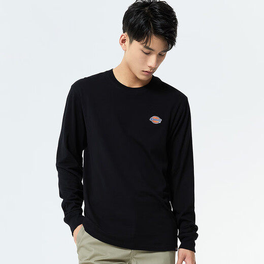 Dickies solid color casual sweatshirt with small logo on the chest, same style sweatshirt for men and women DK010983 Black L