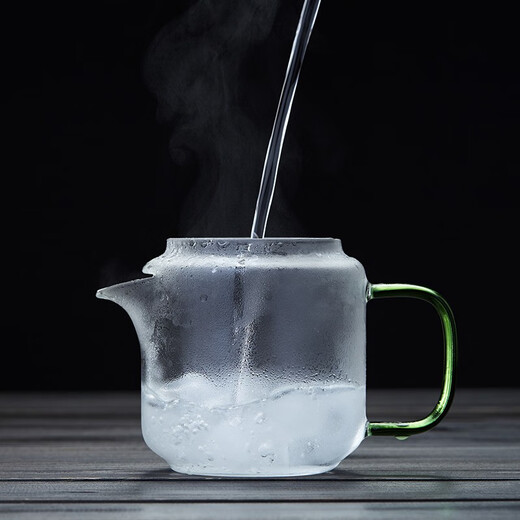 Quandu glass teapot, heat-resistant glass teapot with filter liner, colorful flower teapot, teapot, teapot, thickened yellow handle magic pot