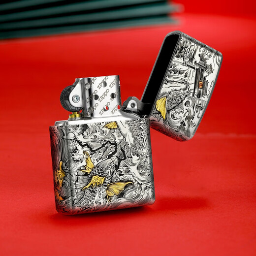 ZIPPO【苗寨银匠】防风打火机银箔鱼化龙错金银镶嵌国潮收藏送礼男 均码 银箔鱼化龙(DY9902JY)