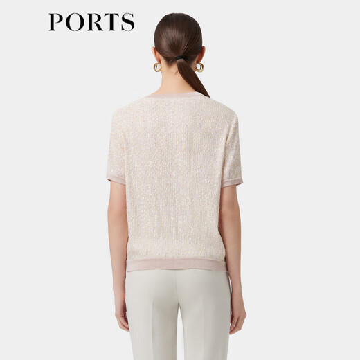 Ports printemps nouveaux bijoux de poitrine féminine embelli tricot à manches courtes courte alp8k701rxx008 eau vanille jaune l