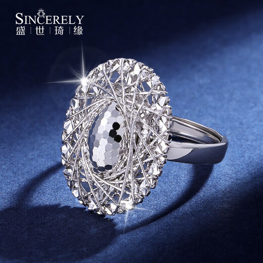 Shengshi Qiyuan platinum ring for women pt950 platinum ring for women platinum live mouth adjustable pigeon egg ring for girlfriend customized (deposit/final payment) single shot will not be shipped