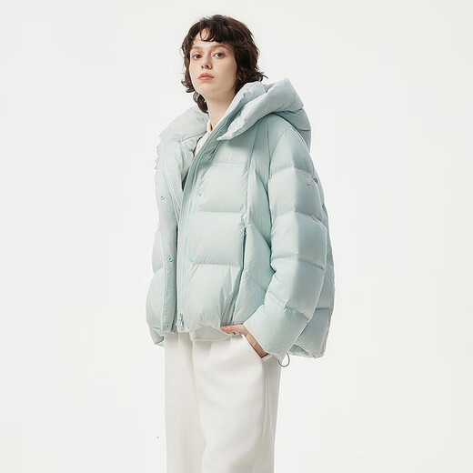 Tambor down jacket women's short detachable hood fashion large silhouette autumn and winter coat thick 530368D frost blue 170
