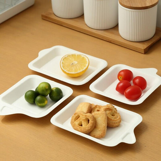 Tinghao disposable paper plate 4-inch square cake disposable plate biodegradable tableware picnic barbecue plate 30 pieces